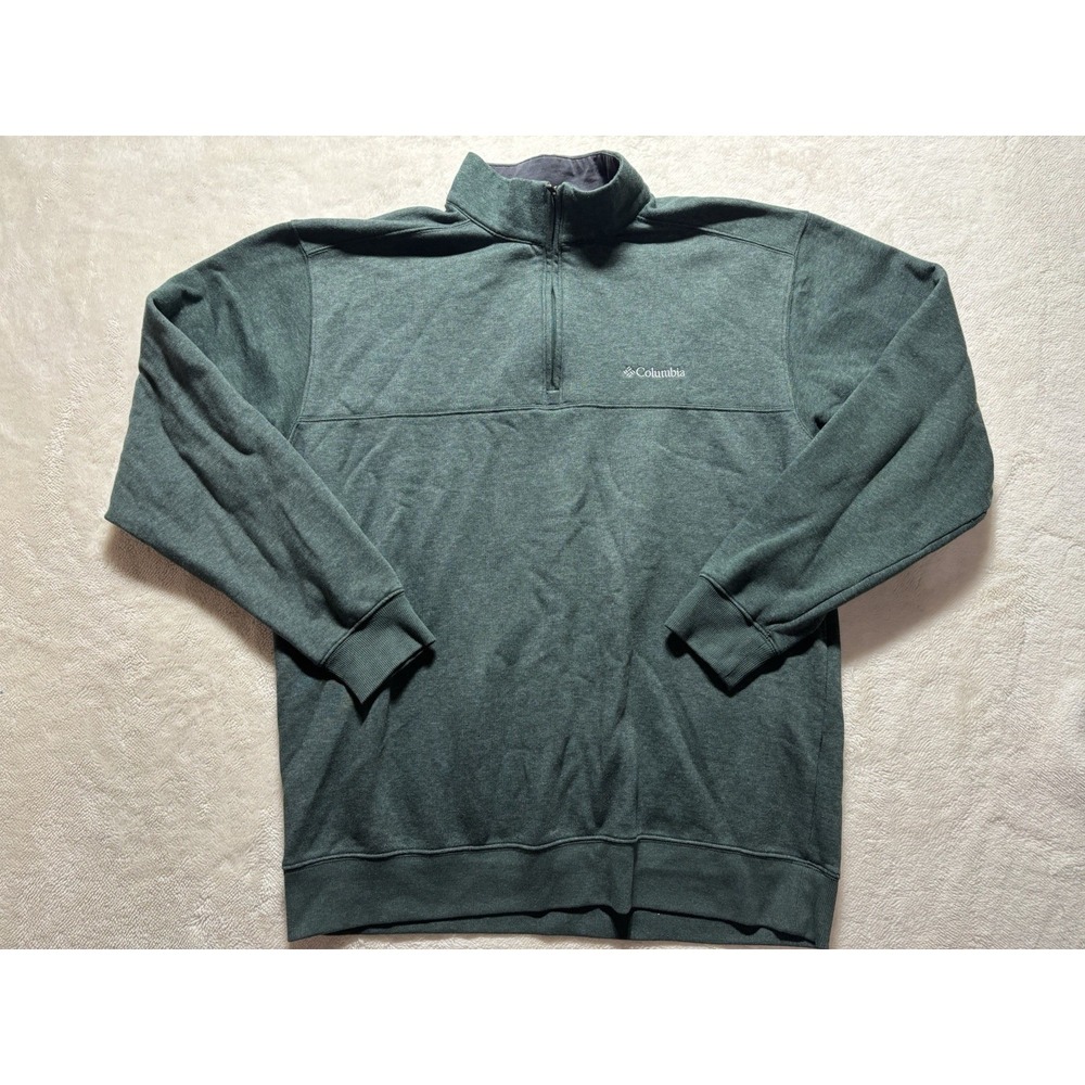 Columbia Green Fleece Quarter Zip Long Sleeve Sweatshirt  Size Large
